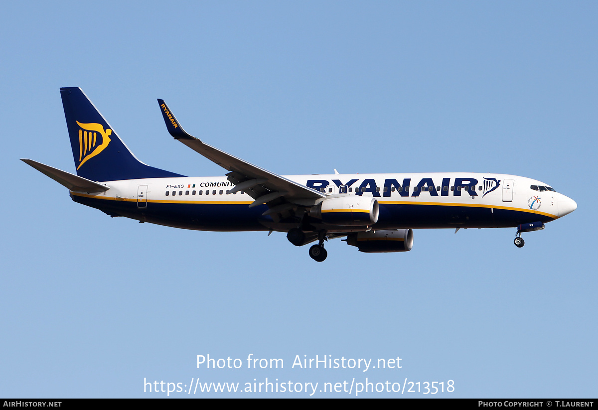 Aircraft Photo of EI-EKS | Boeing 737-8AS | Ryanair | AirHistory.net #213518