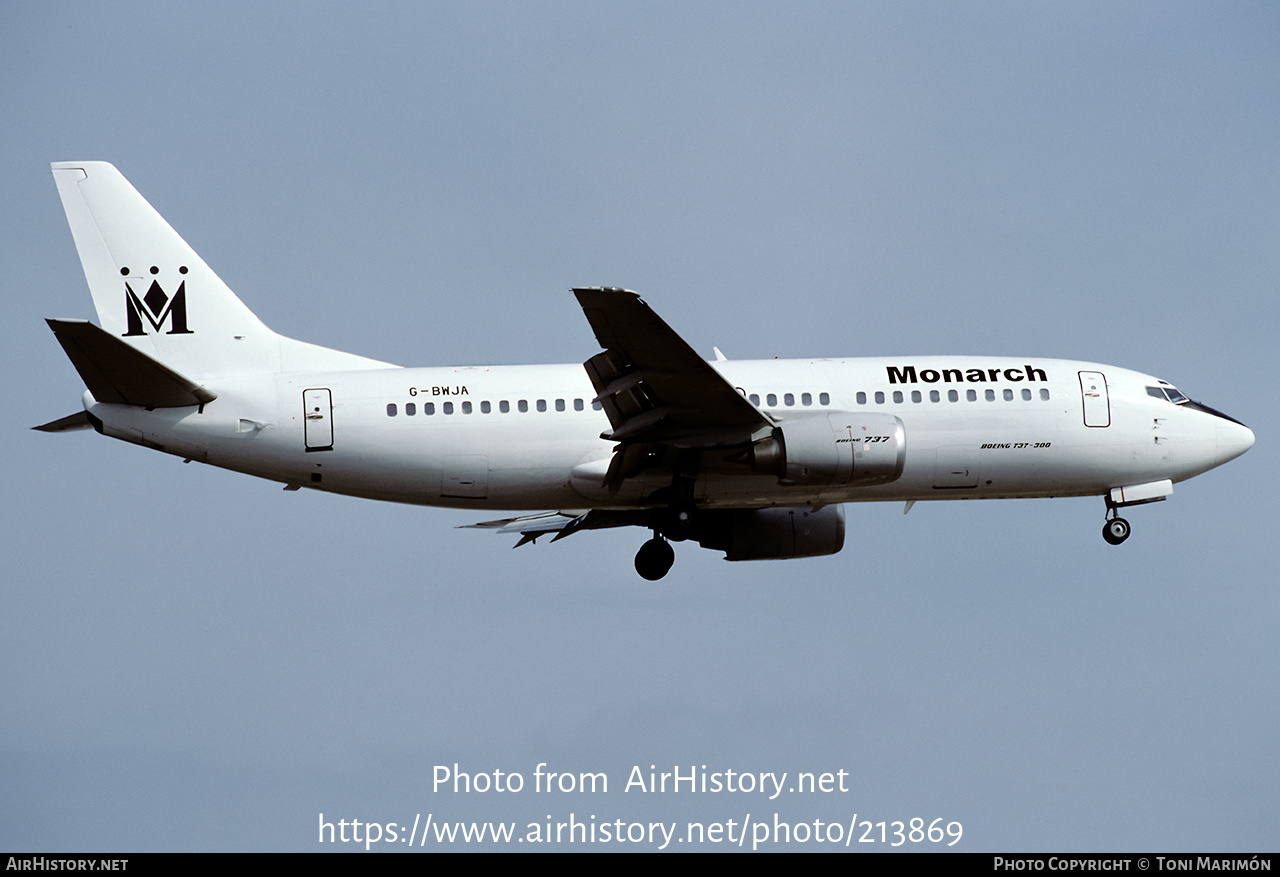 Aircraft Photo of G-BWJA | Boeing 737-3Y0 | Monarch Airlines | AirHistory.net #213869