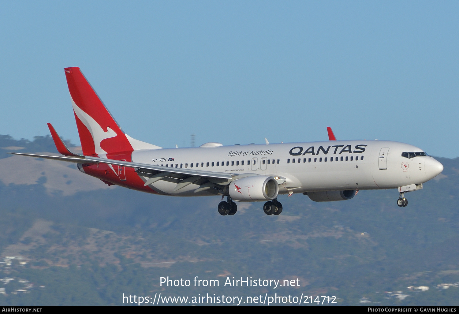 Aircraft Photo of VH-VZH | Boeing 737-838 | Qantas | AirHistory.net #214712