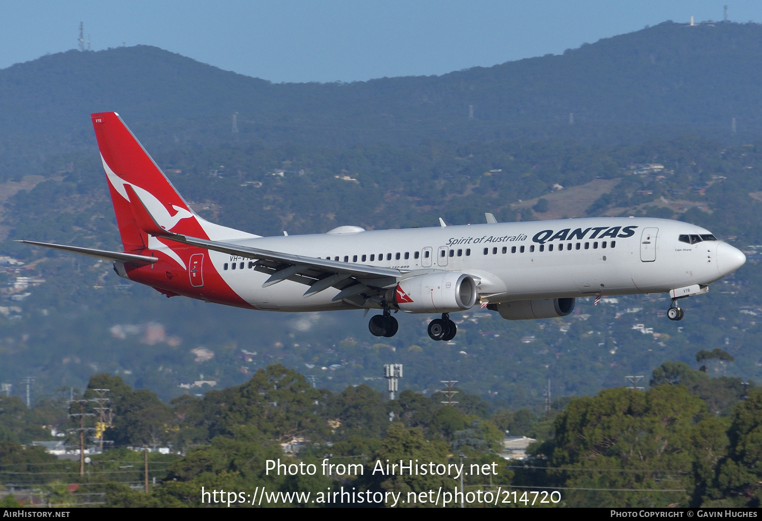 Aircraft Photo of VH-VYB | Boeing 737-838 | Qantas | AirHistory.net #214720