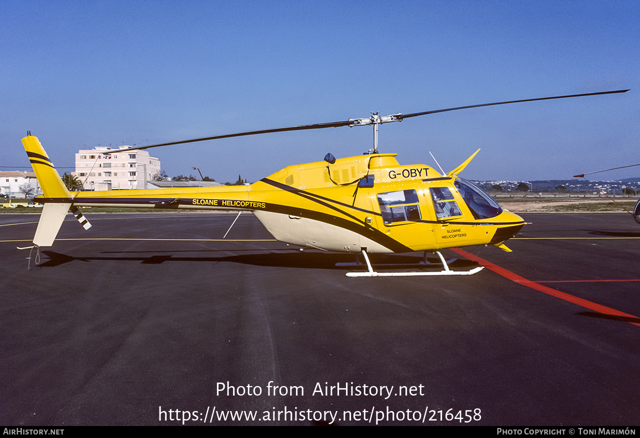 Aircraft Photo of G-OBYT | Bell 206B-3 JetRanger III | Sloane Helicopters | AirHistory.net #216458