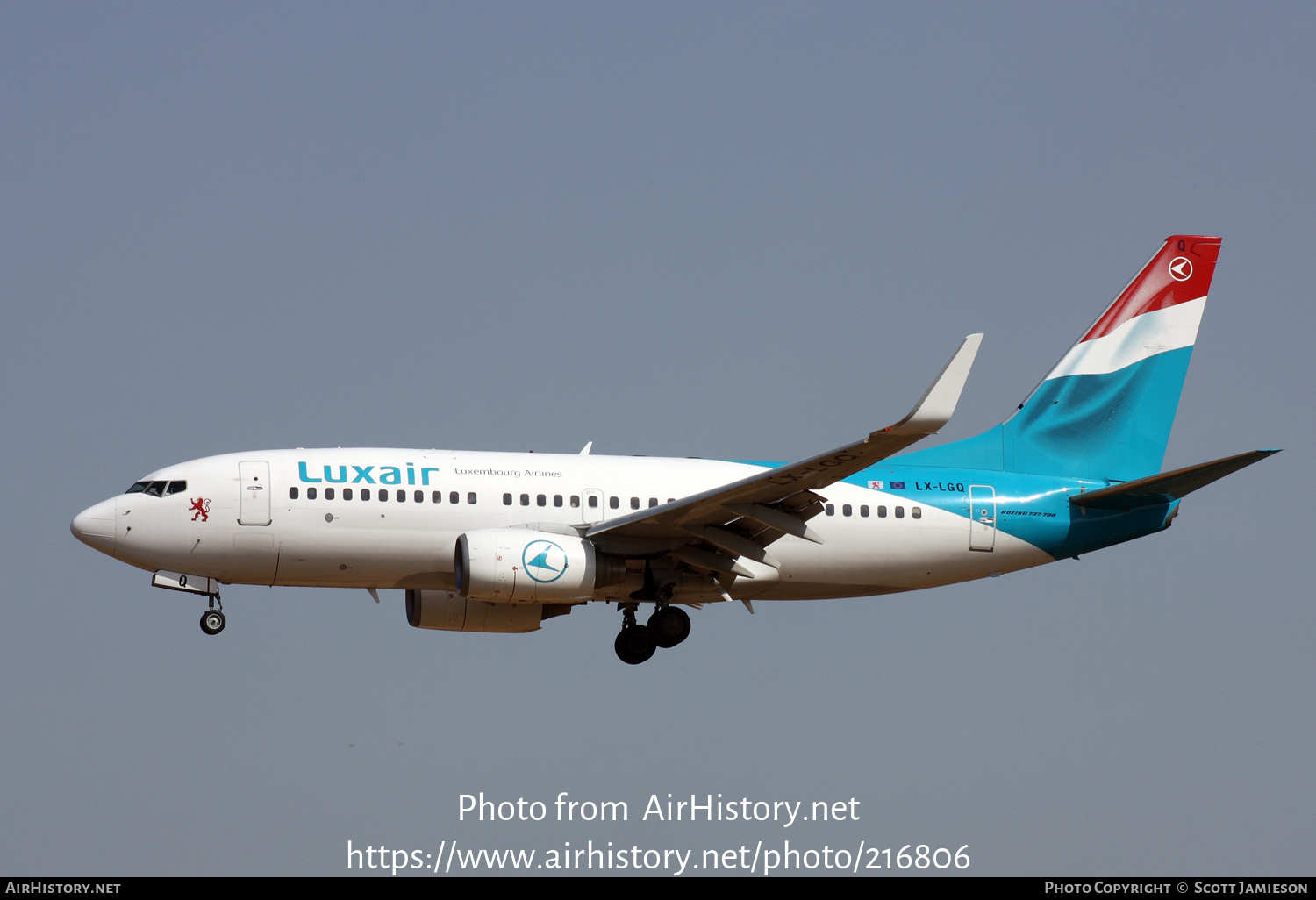 Aircraft Photo of LX-LGQ | Boeing 737-7C9 | Luxair | AirHistory.net #216806