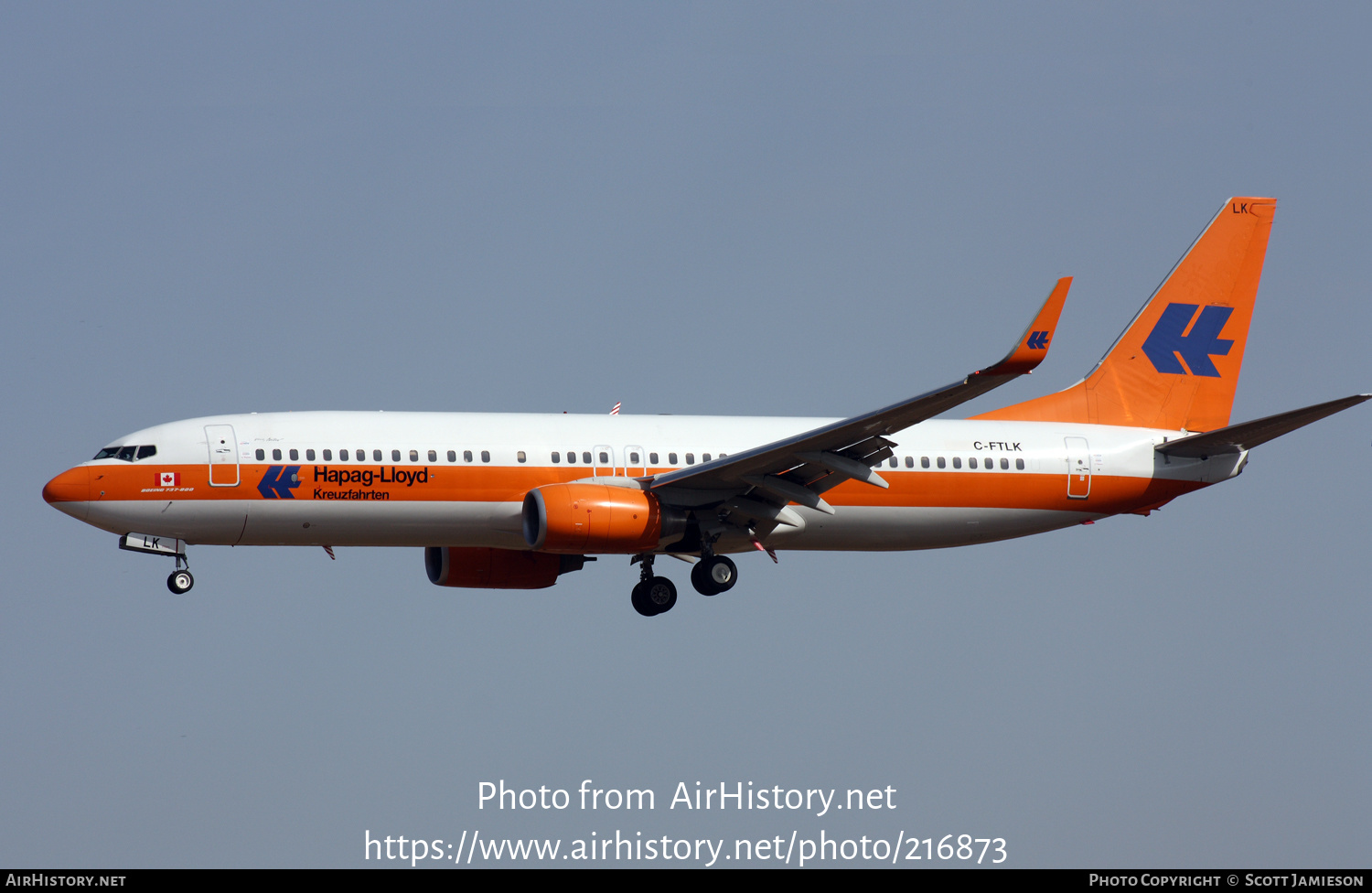 Aircraft Photo of C-FTLK | Boeing 737-8K5 | Hapag-Lloyd | AirHistory.net #216873