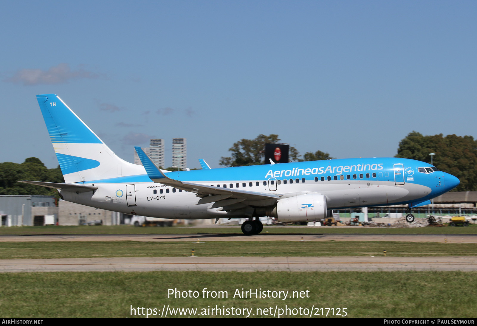 Aircraft Photo of LV-CYN | Boeing 737-7Q8 | Aerolíneas Argentinas | AirHistory.net #217125