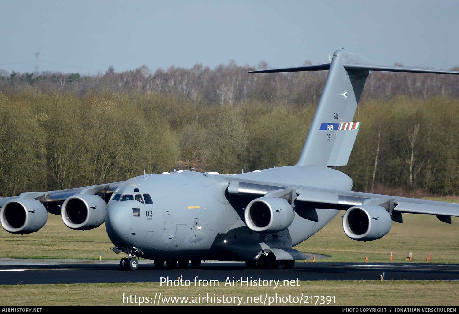 Aircraft Photo of 03 | Boeing C-17A Globemaster III | Hungary - Air Force | AirHistory.net #217391