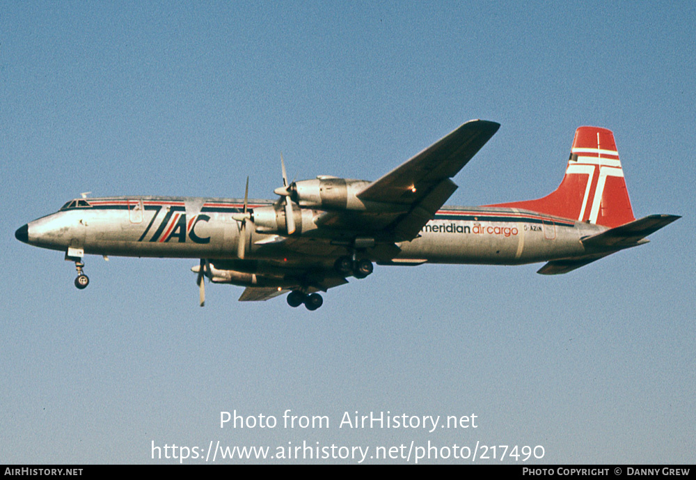 Aircraft Photo of G-AZIN | Canadair CL-44D4-2 | Transmeridian Air Cargo | AirHistory.net #217490