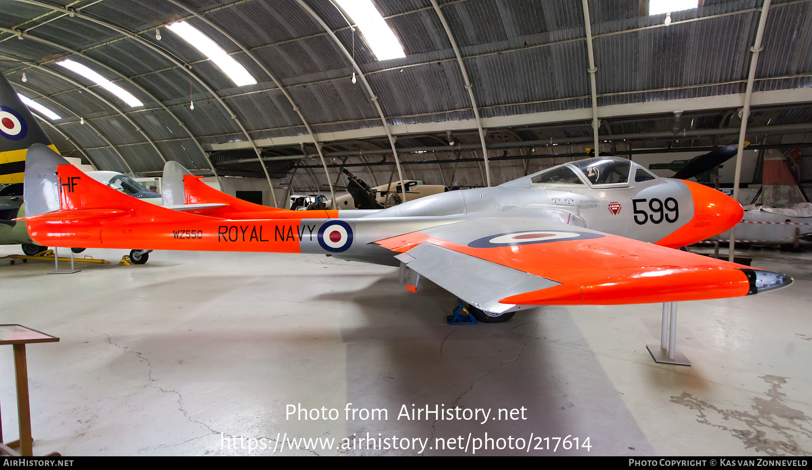 Aircraft Photo of WZ550 | De Havilland D.H. 115 Vampire T11 | UK - Navy | AirHistory.net #217614