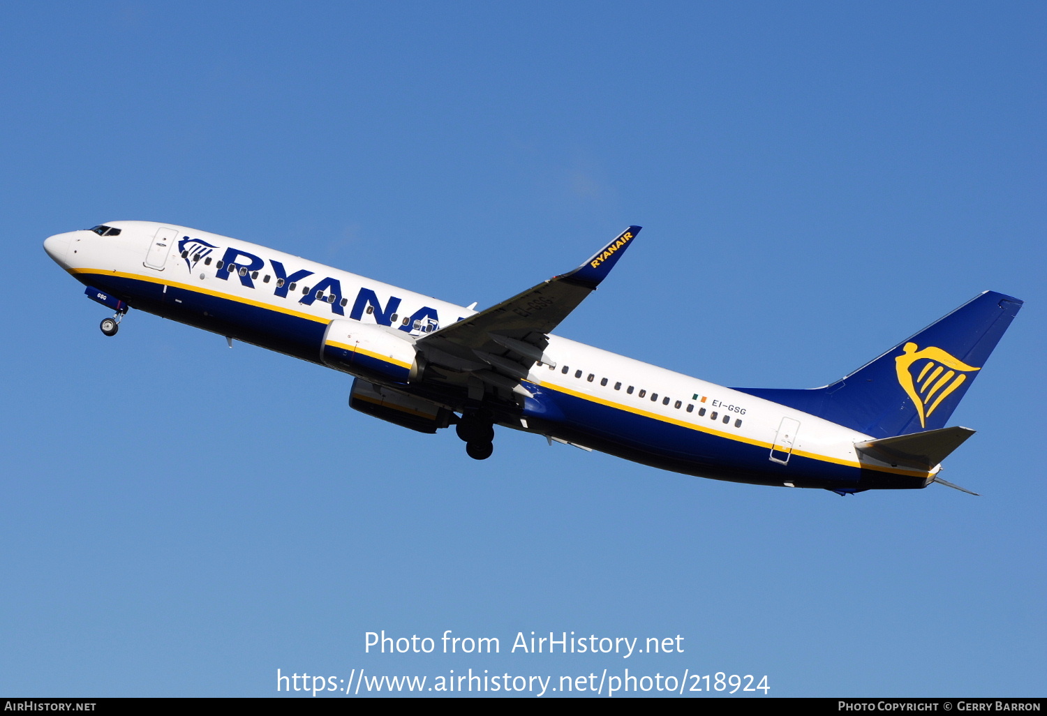 Aircraft Photo of EI-GSG | Boeing 737-800 | Ryanair | AirHistory.net #218924