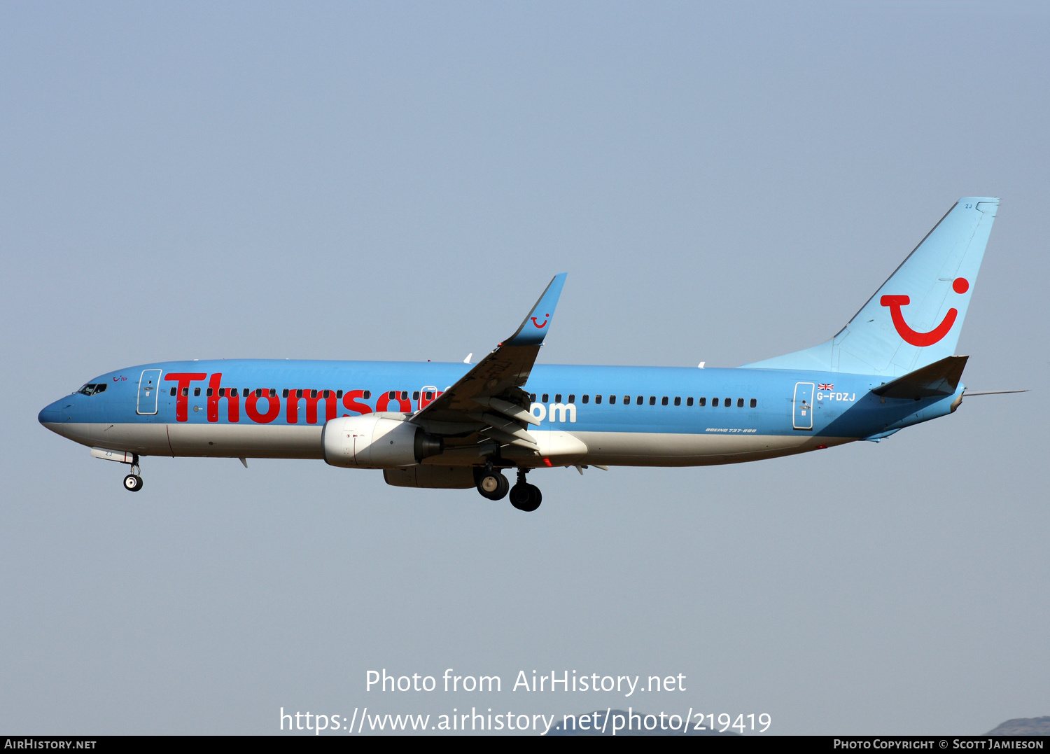 Aircraft Photo of G-FDZJ | Boeing 737-8K5 | Thomson Airways | AirHistory.net #219419