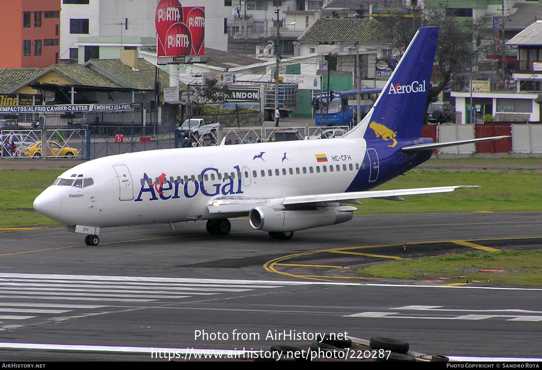 Aircraft Photo of HC-CFH | Boeing 737-2T5/Adv | AeroGal | AirHistory.net #220287