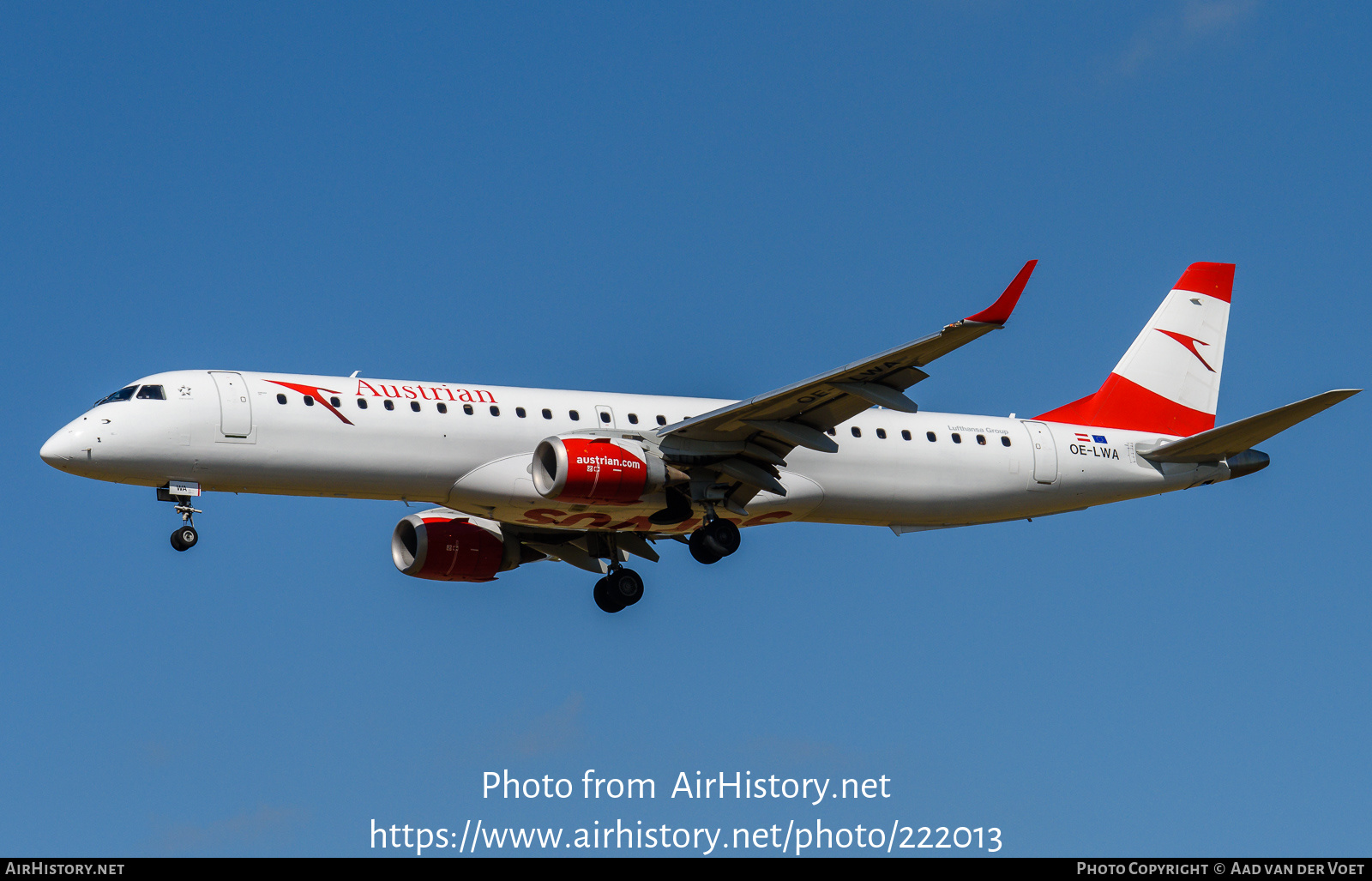 Aircraft Photo of OE-LWA | Embraer 195LR (ERJ-190-200LR) | Austrian Airlines | AirHistory.net #222013