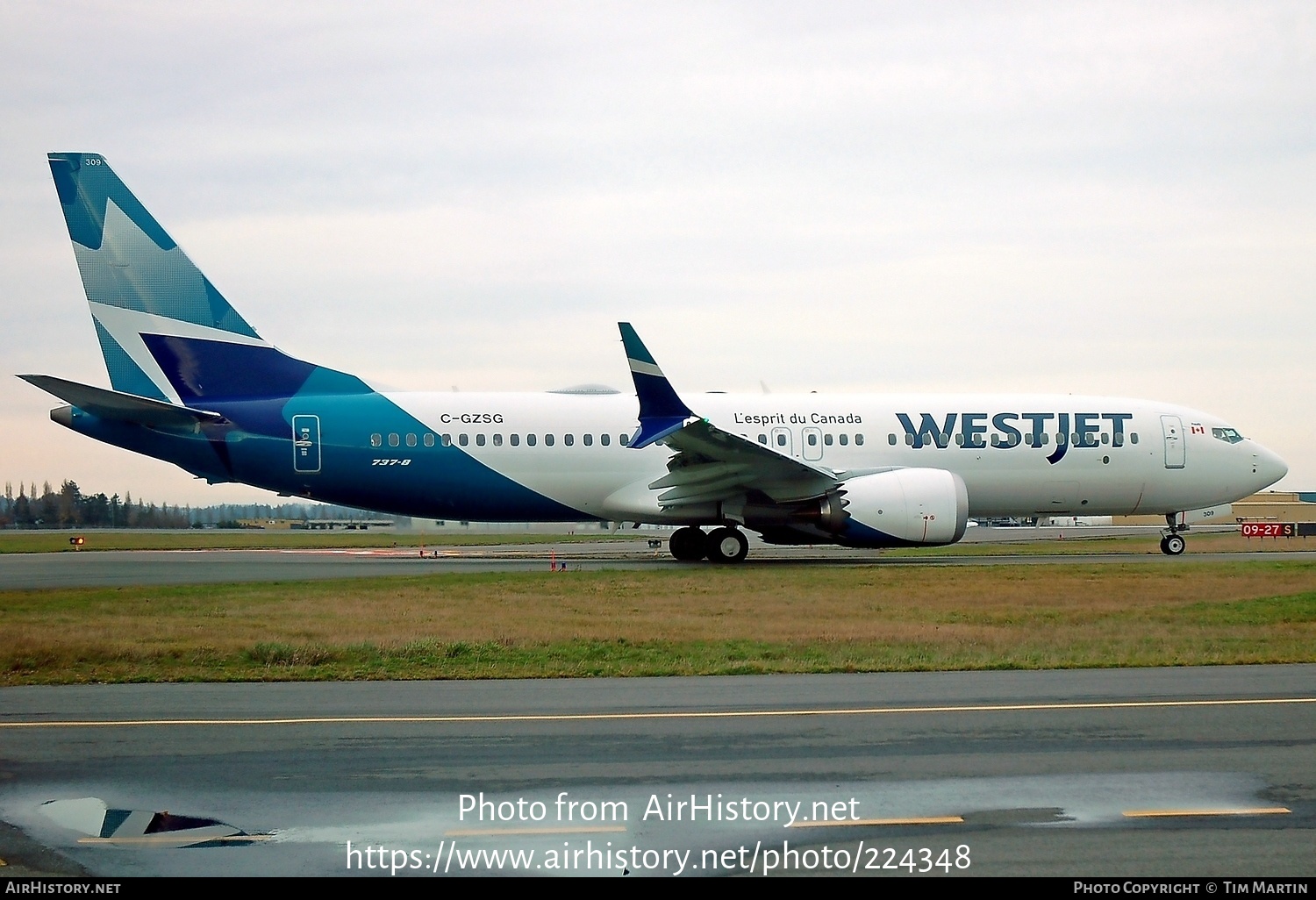 Aircraft Photo of C-GZSG | Boeing 737-8 Max 8 | WestJet | AirHistory.net #224348