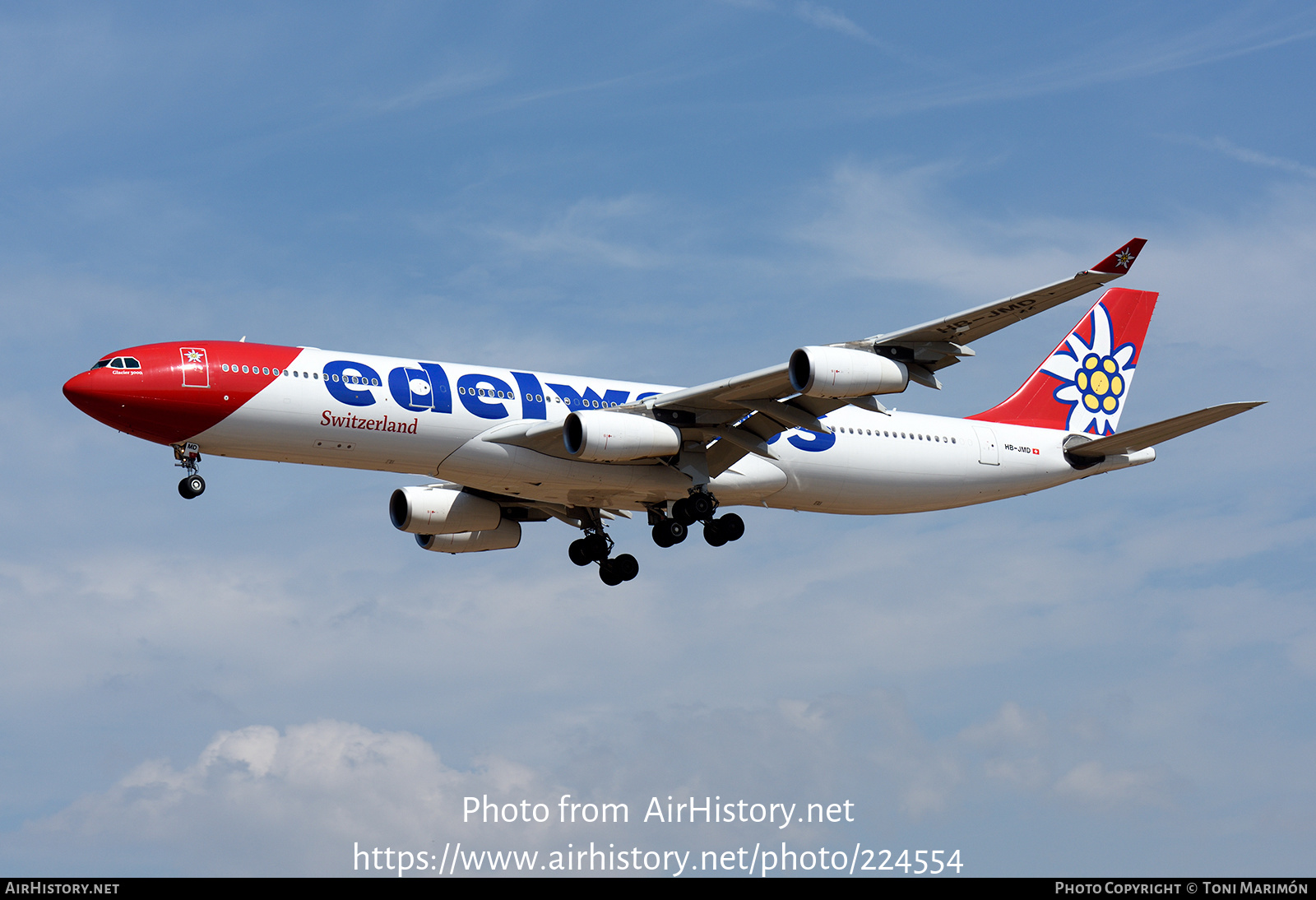 Aircraft Photo of HB-JMD | Airbus A340-313 | Edelweiss Air | AirHistory.net #224554