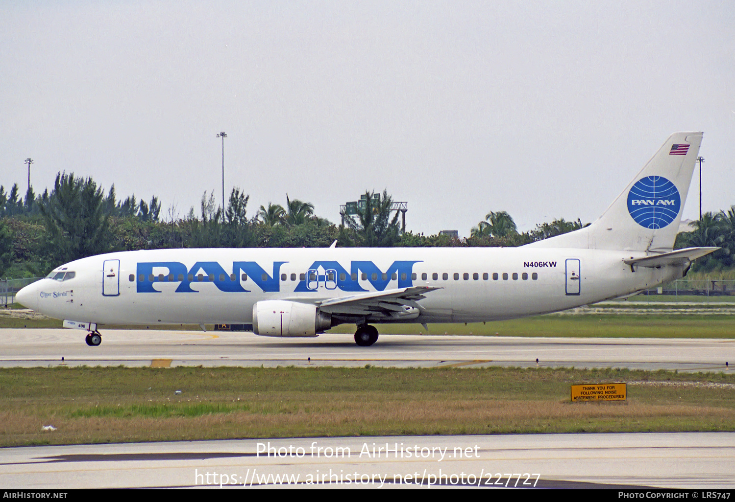 Aircraft Photo of N406KW | Boeing 737-4Q8 | Pan American Airways - Pan Am | AirHistory.net #227727