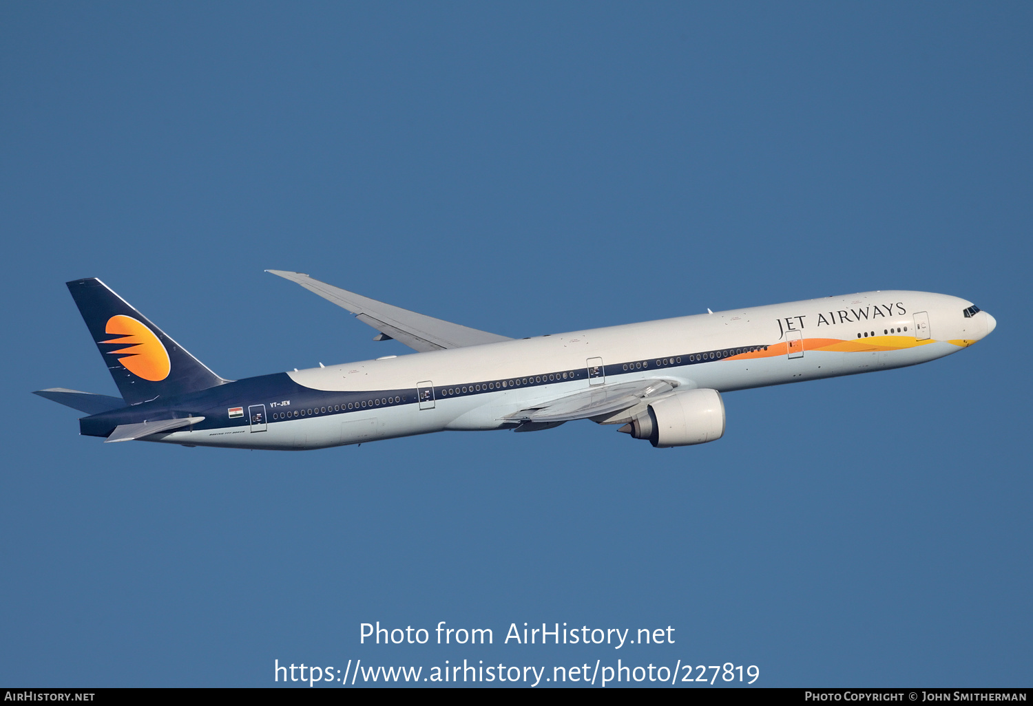 Aircraft Photo of VT-JEW | Boeing 777-35R/ER | Jet Airways | AirHistory.net #227819