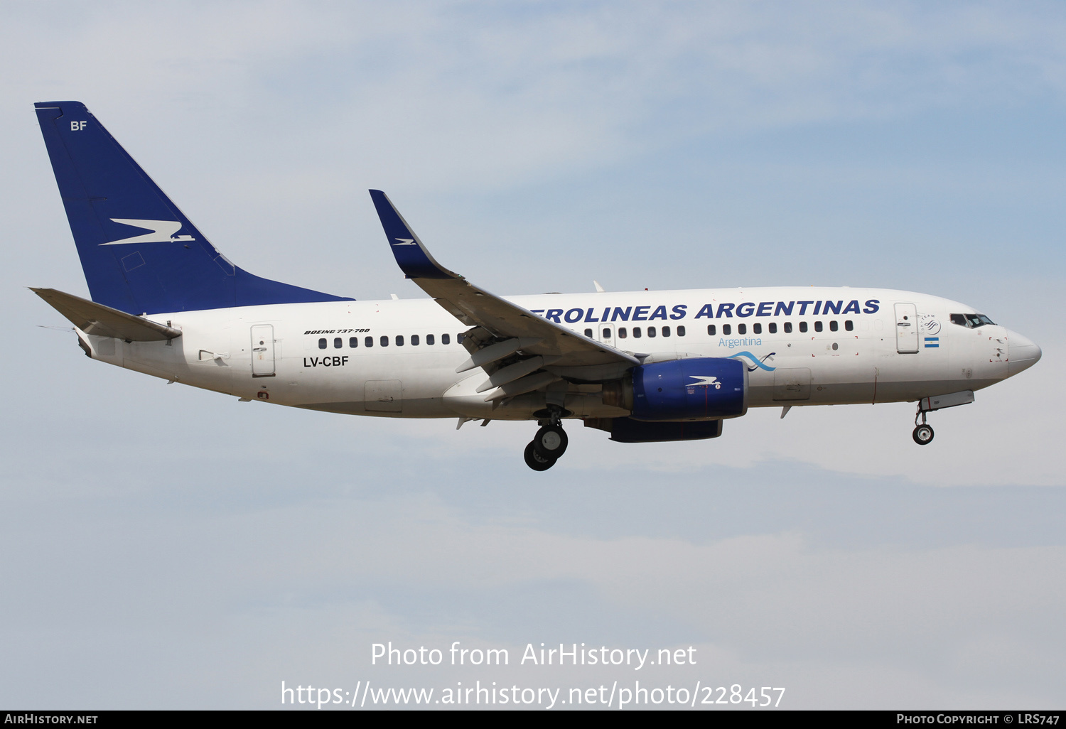 Aircraft Photo of LV-CBF | Boeing 737-76N | Aerolíneas Argentinas | AirHistory.net #228457