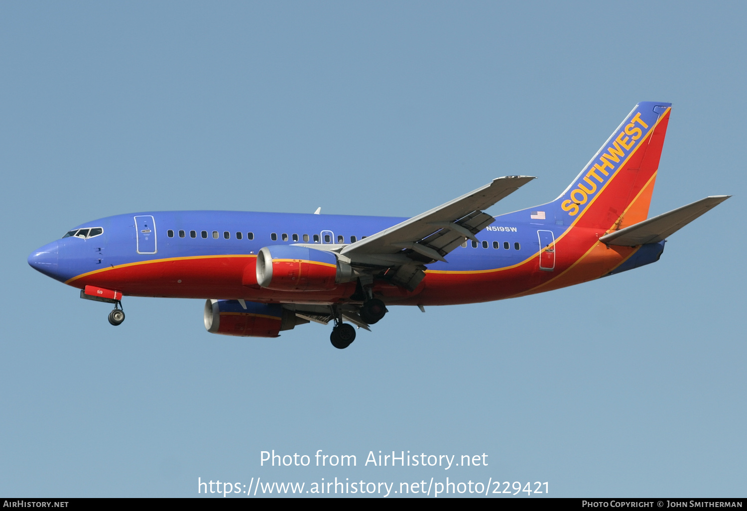 Aircraft Photo of N519SW | Boeing 737-5H4 | Southwest Airlines | AirHistory.net #229421