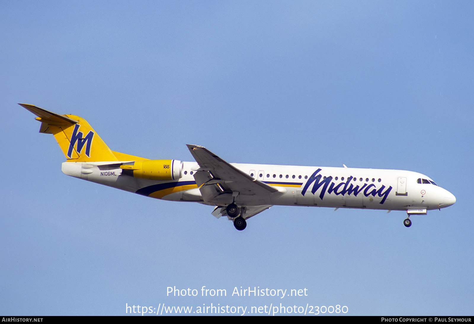 Aircraft Photo of N106ML | Fokker 100 (F28-0100) | Midway Airlines | AirHistory.net #230080