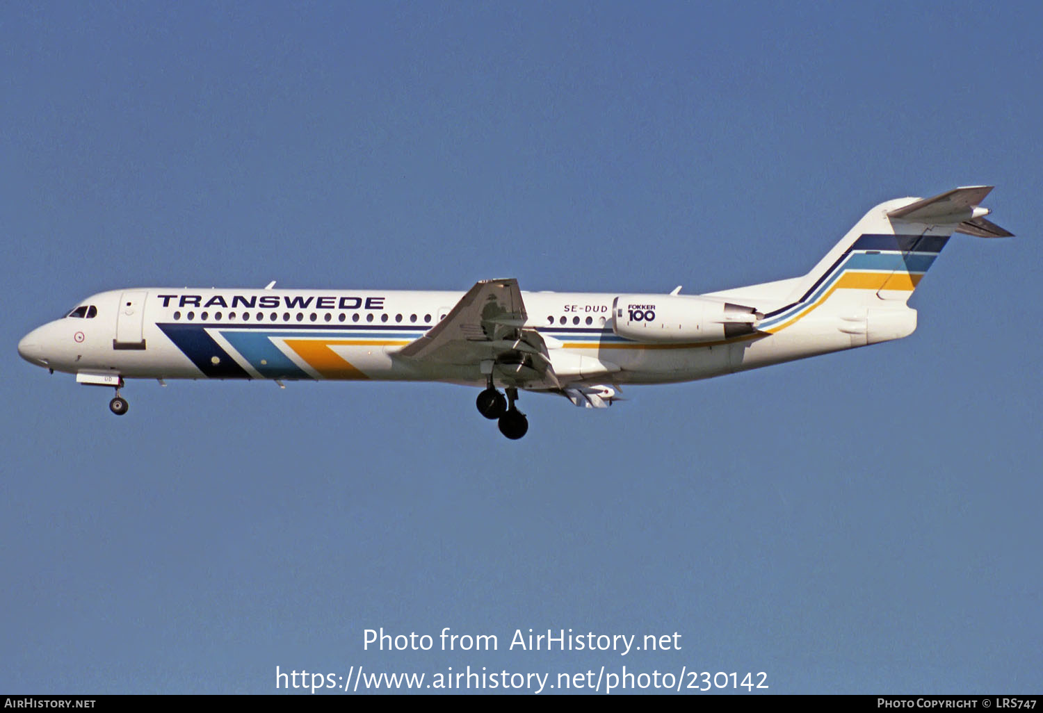 Aircraft Photo of SE-DUD | Fokker 100 (F28-0100) | Transwede Airways | AirHistory.net #230142