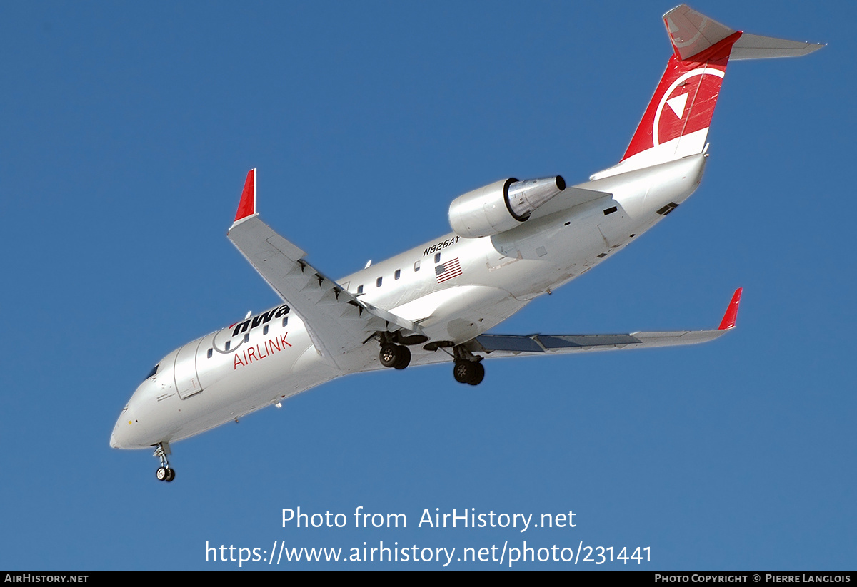 Aircraft Photo of N826AY | Bombardier CRJ-200ER (CL-600-2B19) | NWA Airlink | AirHistory.net #231441