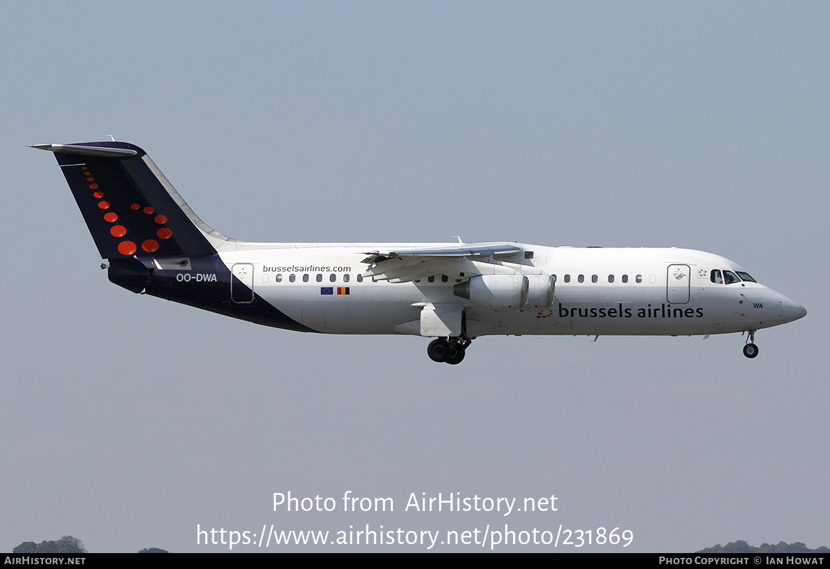 Aircraft Photo of OO-DWA | British Aerospace Avro 146-RJ100 | Brussels Airlines | AirHistory.net #231869