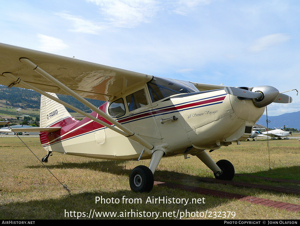 Aircraft Photo of C-FAWO | Stinson 108-3 | AirHistory.net #232379