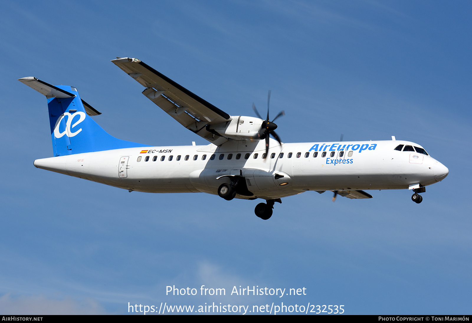 Aircraft Photo of EC-MSN | ATR ATR-72-500 (ATR-72-212A) | Air Europa Express | AirHistory.net #232535