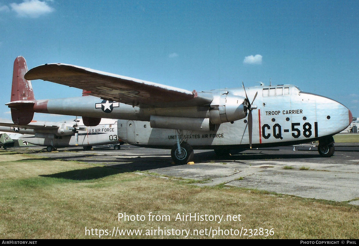 Aircraft Photo of 48-581 / 4851 | Fairchild C-82A Packet | USA - Air Force | AirHistory.net #232836