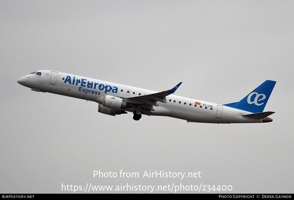 Aircraft Photo of EC-LEK | Embraer 195LR (ERJ-190-200LR) | Air Europa Express | AirHistory.net #234400