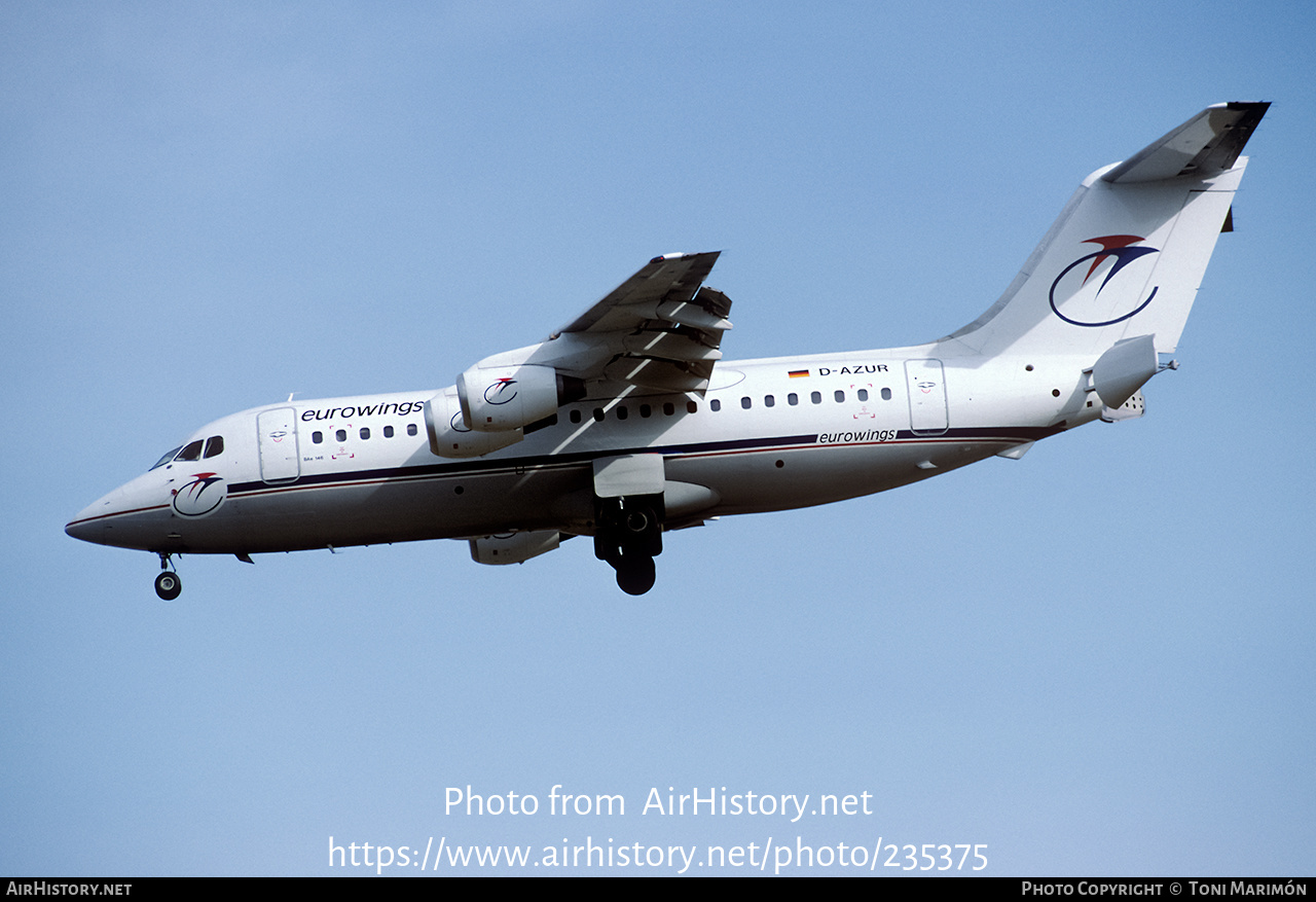 Aircraft Photo of D-AZUR | British Aerospace BAe-146-200 | Eurowings | AirHistory.net #235375