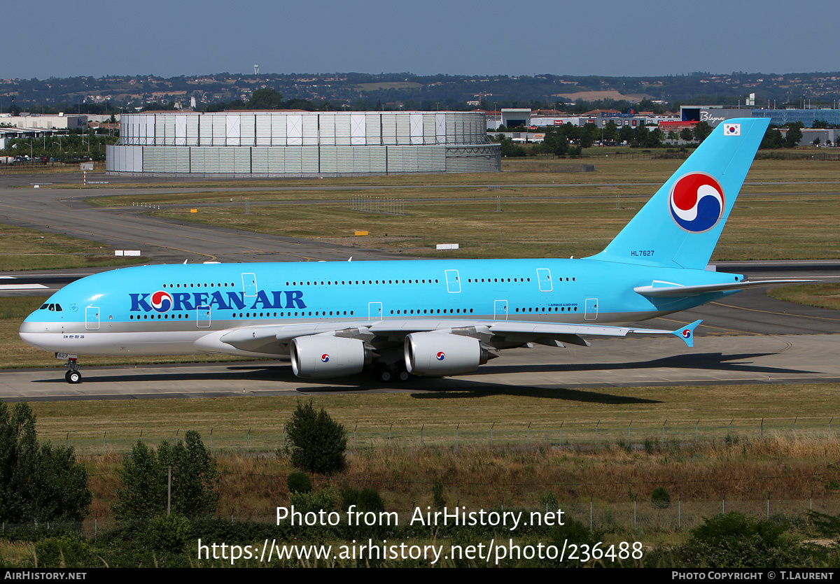 Aircraft Photo of HL7627 | Airbus A380-861 | Korean Air | AirHistory.net #236488