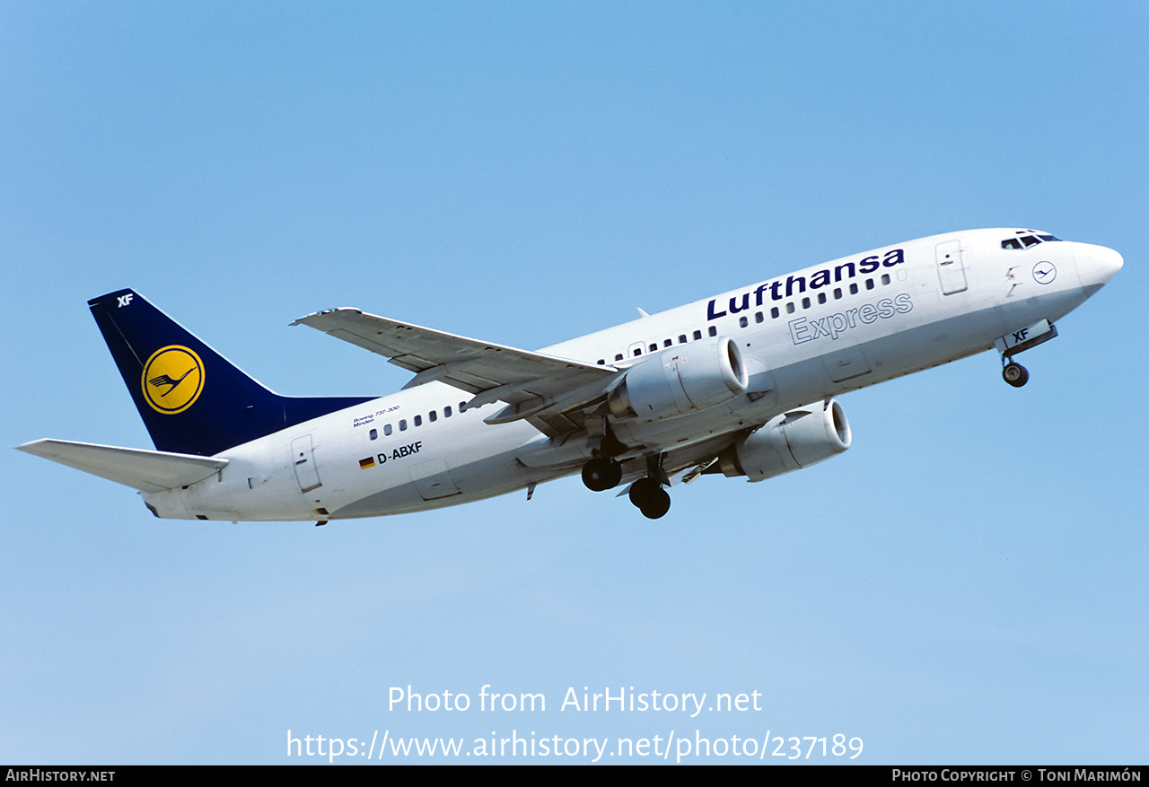 Aircraft Photo of D-ABXF | Boeing 737-330 | Lufthansa Express | AirHistory.net #237189