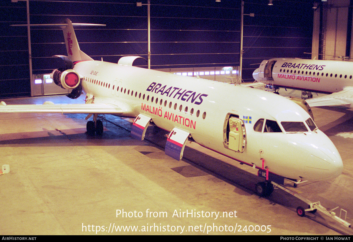 Aircraft Photo of SE-DUE | Fokker 100 (F28-0100) | Braathens Malmö Aviation | AirHistory.net #240005