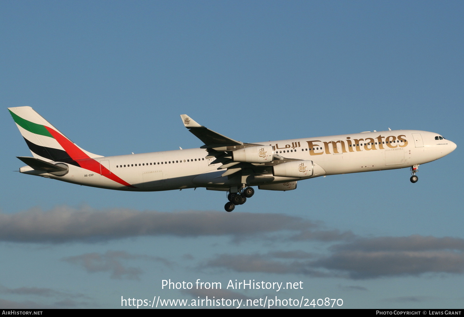 Aircraft Photo of A6-ERP | Airbus A340-313 | Emirates | AirHistory.net #240870