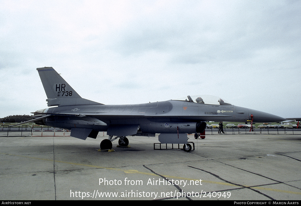 Aircraft Photo of 81-0738 / AF81-738 | General Dynamics F-16A Fighting Falcon | USA - Air Force | AirHistory.net #240949