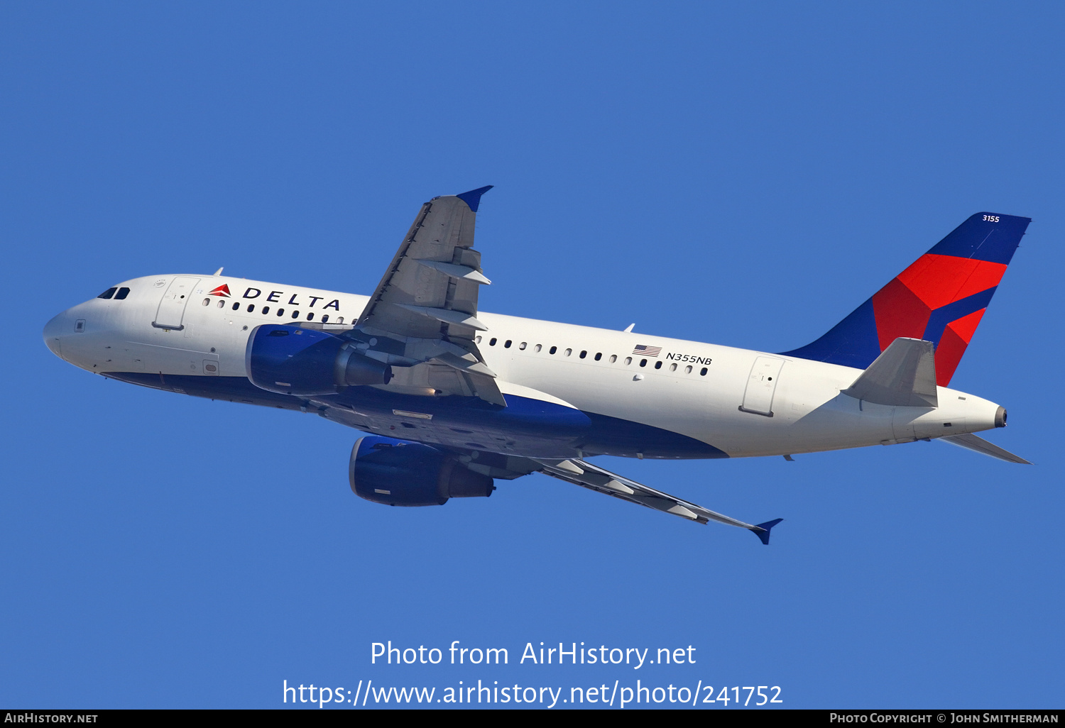 Aircraft Photo of N355NB | Airbus A319-114 | Delta Air Lines | AirHistory.net #241752