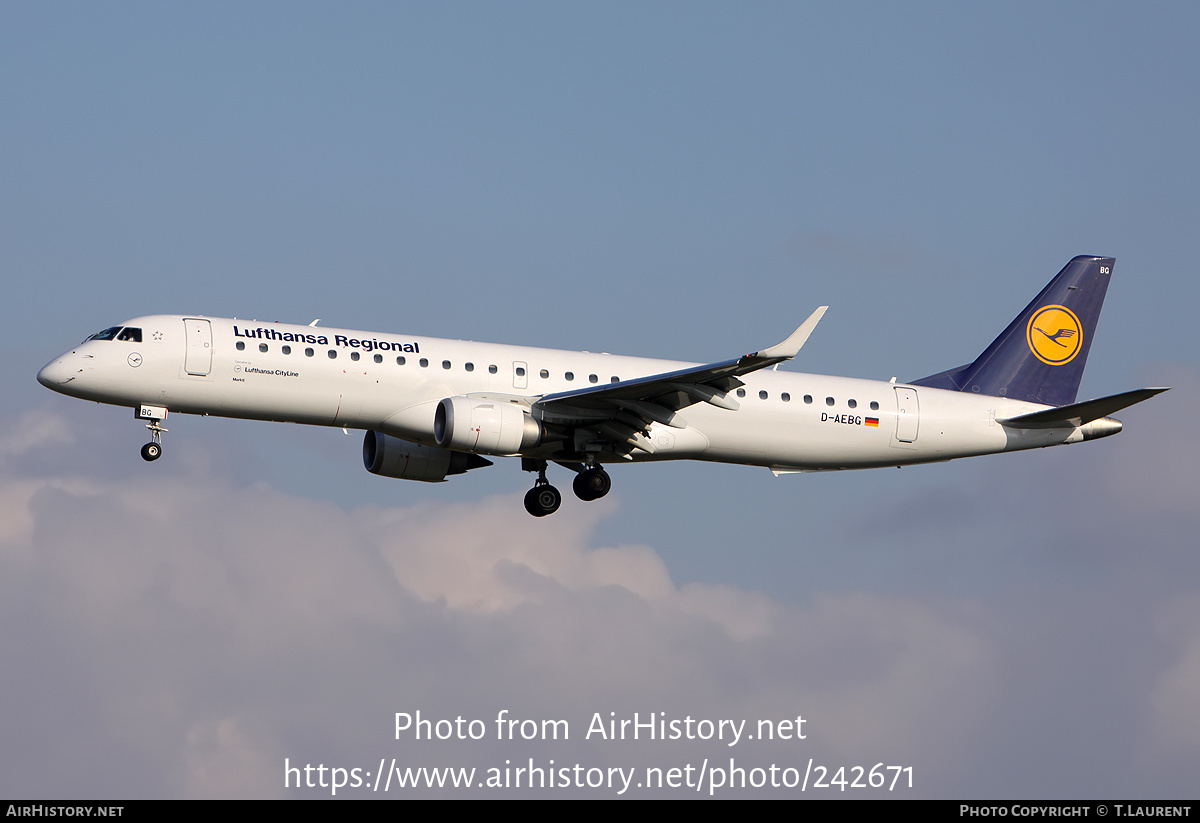 Aircraft Photo of D-AEBG | Embraer 195LR (ERJ-190-200LR) | Lufthansa Regional | AirHistory.net #242671