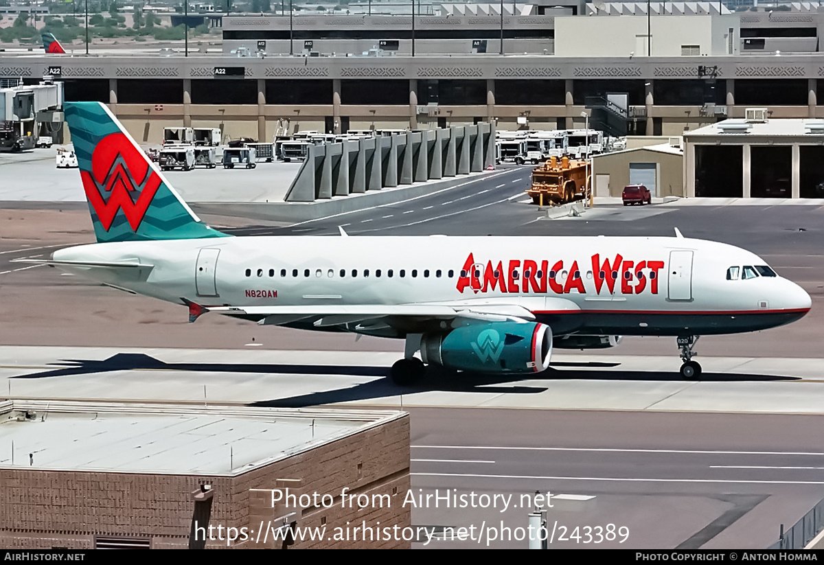 Aircraft Photo of N820AW | Airbus A319-132 | America West Airlines | AirHistory.net #243389