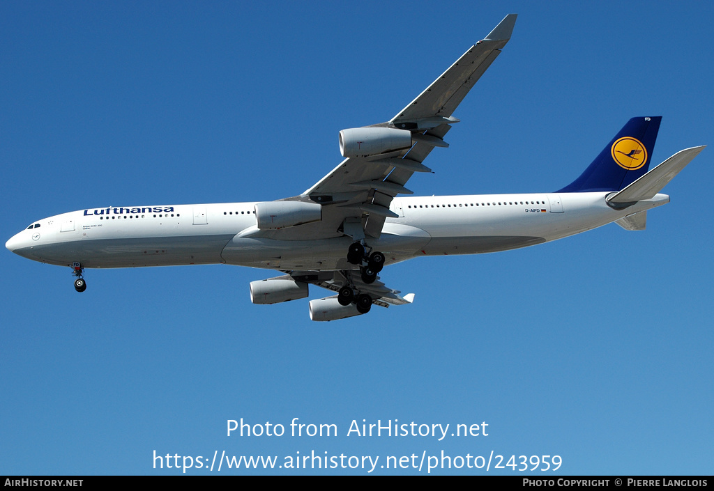 Aircraft Photo of D-AIFD | Airbus A340-313 | Lufthansa | AirHistory.net #243959