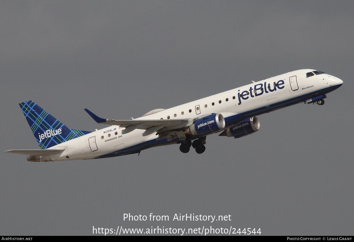 Aircraft Photo of N306JB | Embraer 190AR (ERJ-190-100IGW) | JetBlue Airways | AirHistory.net #244544