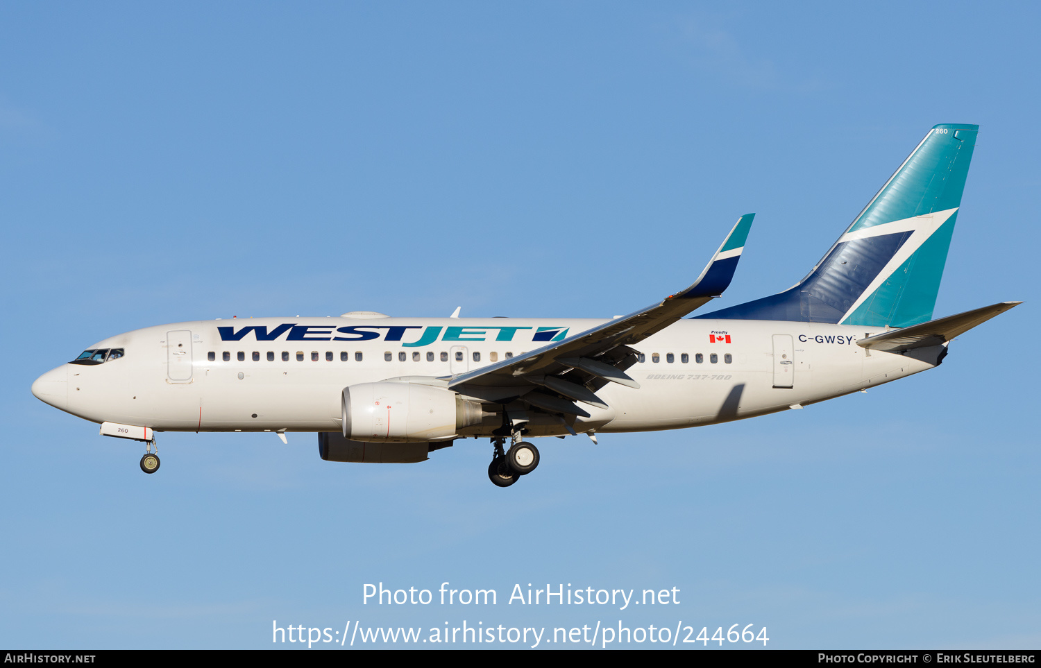 Aircraft Photo of C-GWSY | Boeing 737-7CT | WestJet | AirHistory.net ...