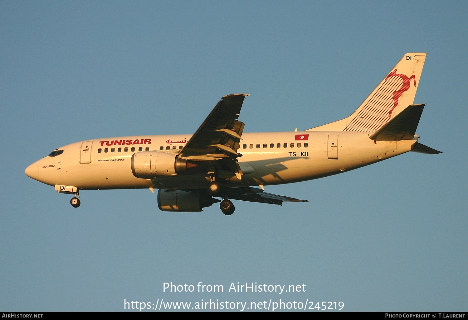 Aircraft Photo of TS-IOI | Boeing 737-5H3 | Tunisair | AirHistory.net #245219