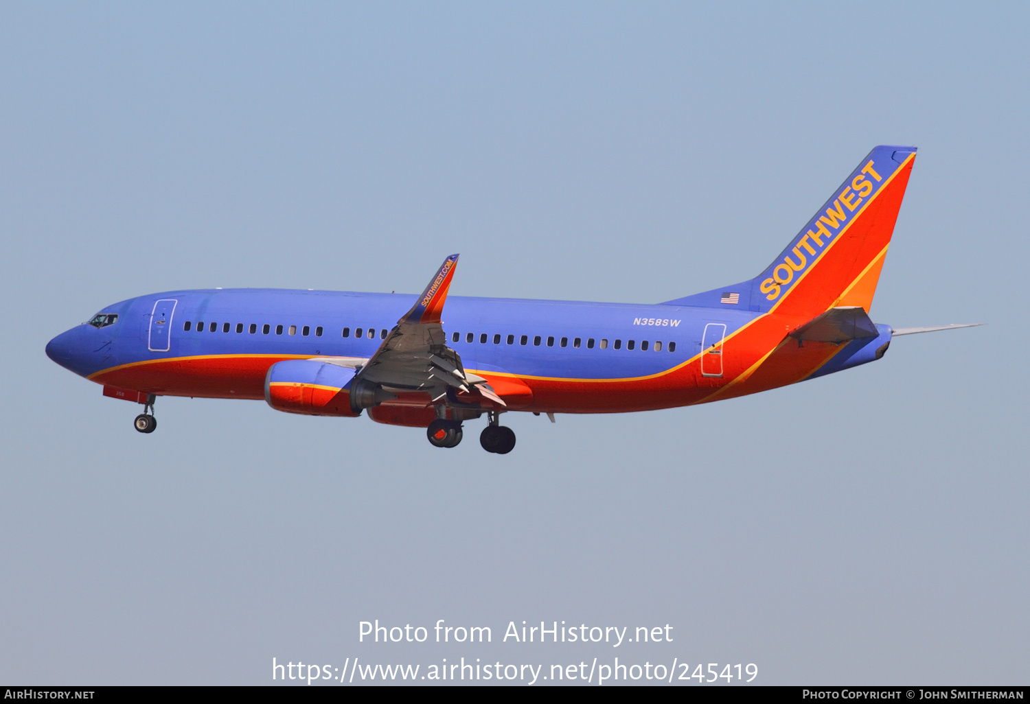 Aircraft Photo of N358SW | Boeing 737-3H4 | Southwest Airlines | AirHistory.net #245419