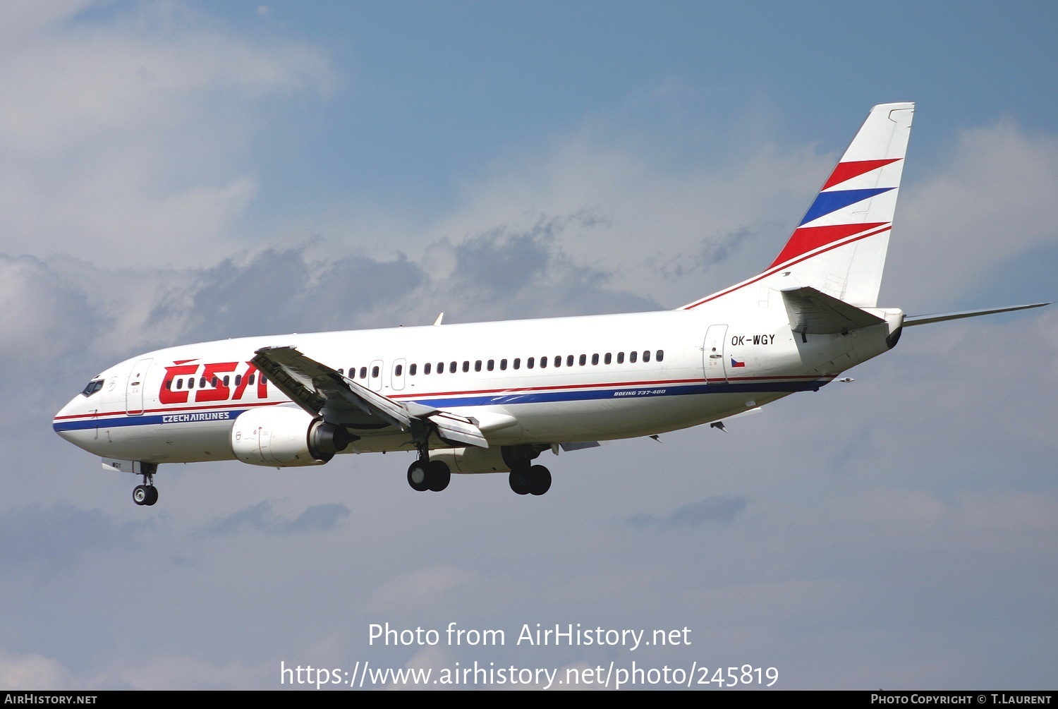 Aircraft Photo of OK-WGY | Boeing 737-436 | ČSA - Czech Airlines | AirHistory.net #245819