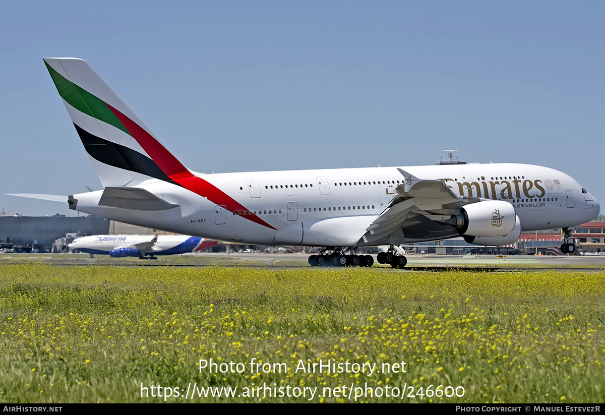 Aircraft Photo of A6-EDY | Airbus A380-861 | Emirates | AirHistory.net #246600