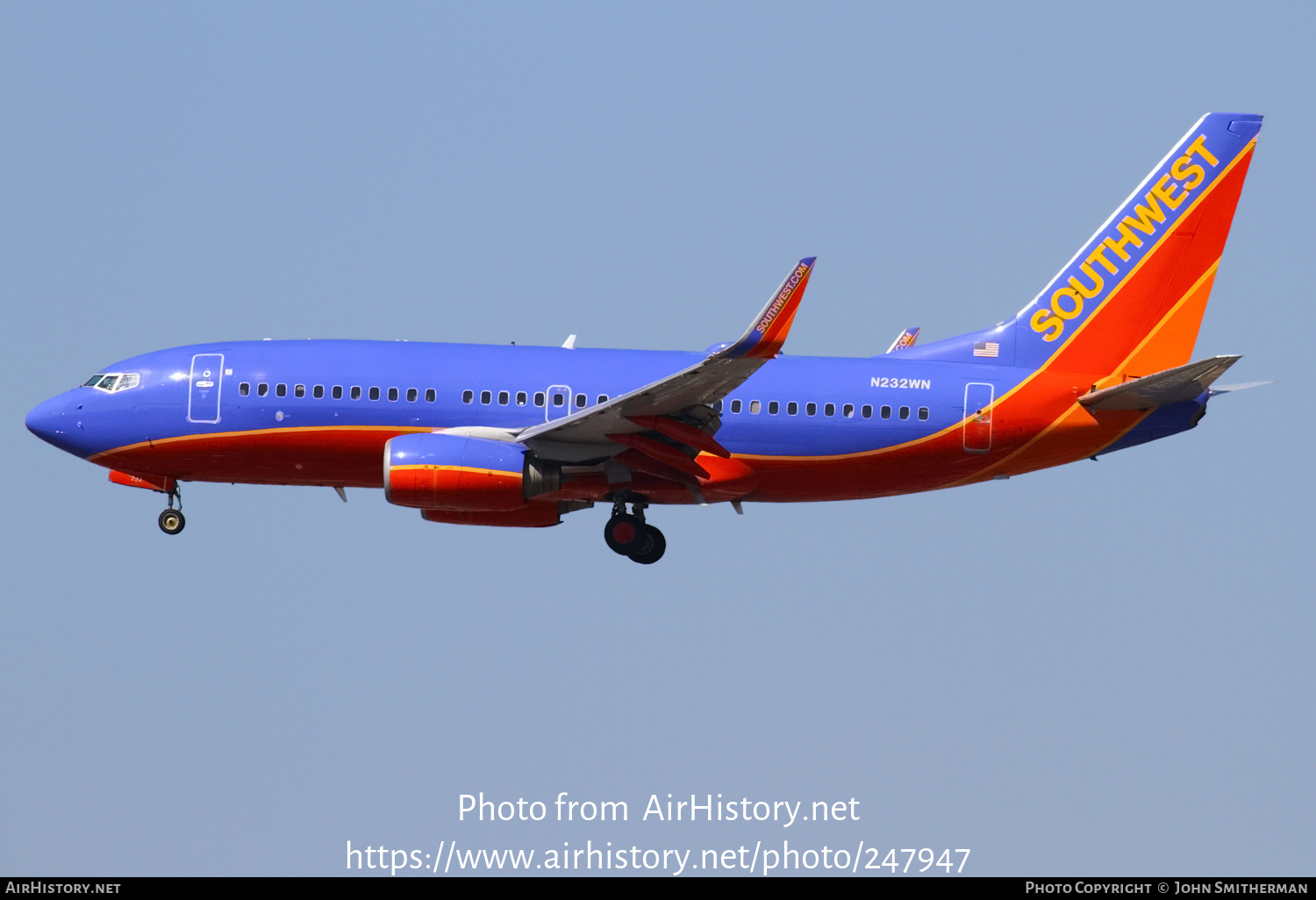 Aircraft Photo of N232WN | Boeing 737-7H4 | Southwest Airlines | AirHistory.net #247947