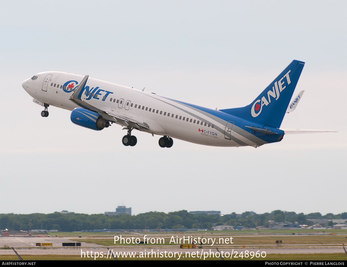 Aircraft Photo of C-FYQN | Boeing 737-8AS | CanJet Airlines | AirHistory.net #248960