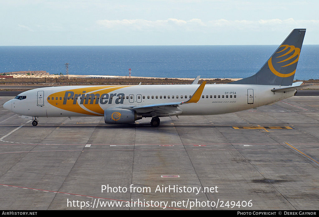 Aircraft Photo of OY-PSA | Boeing 737-8Q8 | Primera Air | AirHistory.net #249406