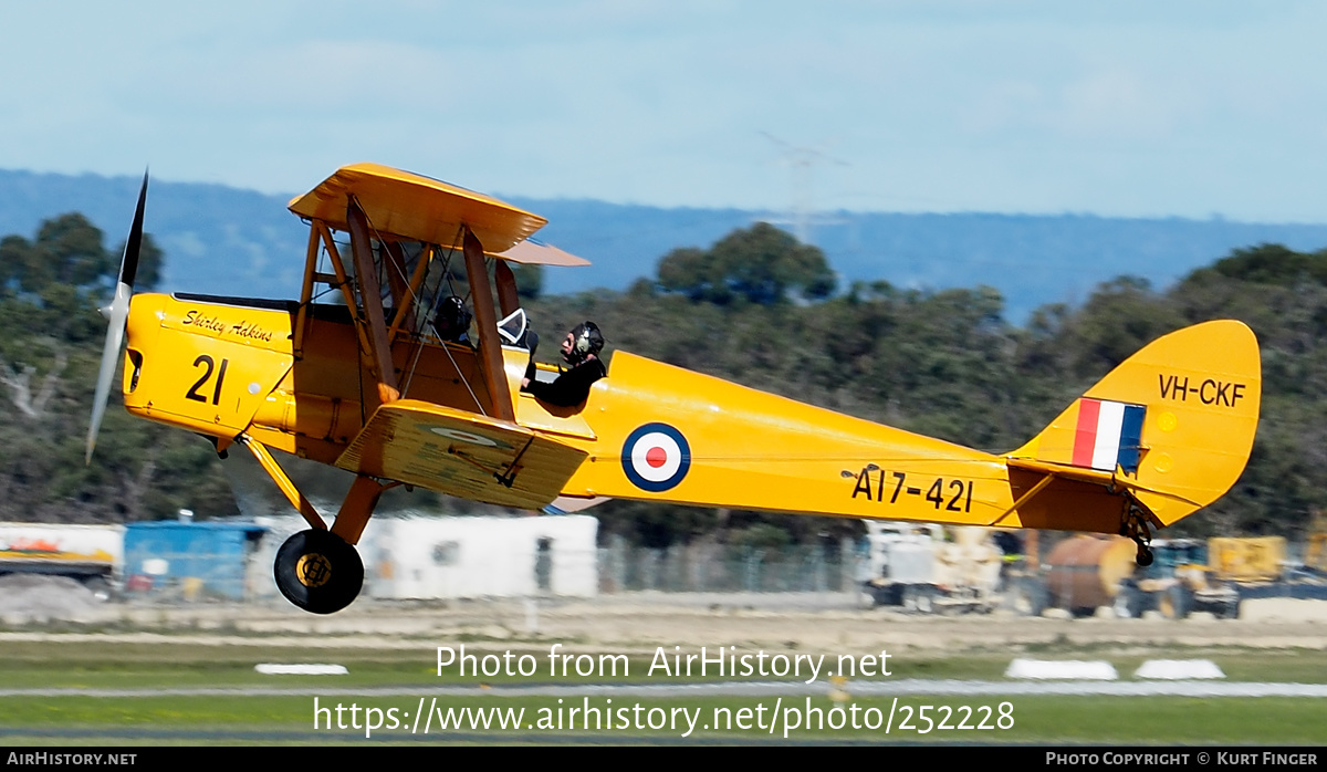 Aircraft Photo of VH-CKF / A17-421 | De Havilland D.H. 82A Tiger Moth | Australia - Air Force | AirHistory.net #252228