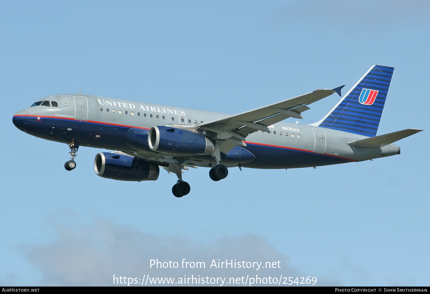 Aircraft Photo of N835UA | Airbus A319-131 | United Airlines | AirHistory.net #254269